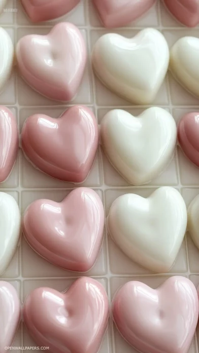 Soft pastel pink and white heart shapes.