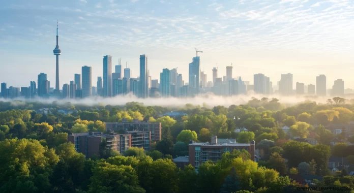 City Skyline Wallpaper Morning .