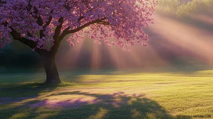 Cute Cherry Blossom Tree Wallpaper HD.