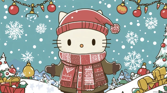 Free Download Hello Kitty Snow 4K Wallpaper.