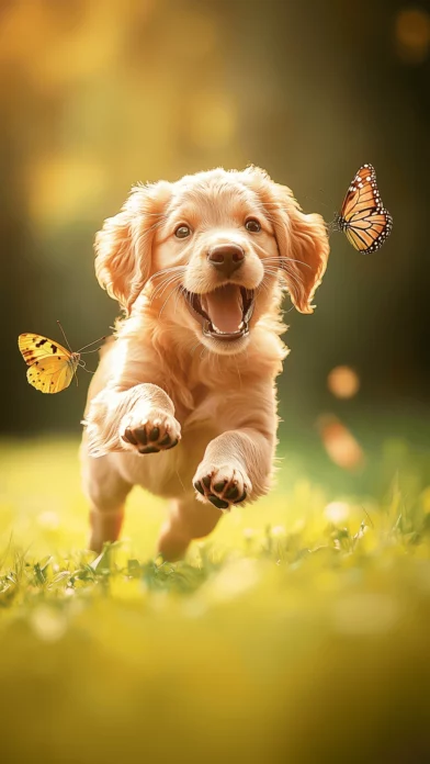 Happy Cute Dog Wallpaper for iPhone.