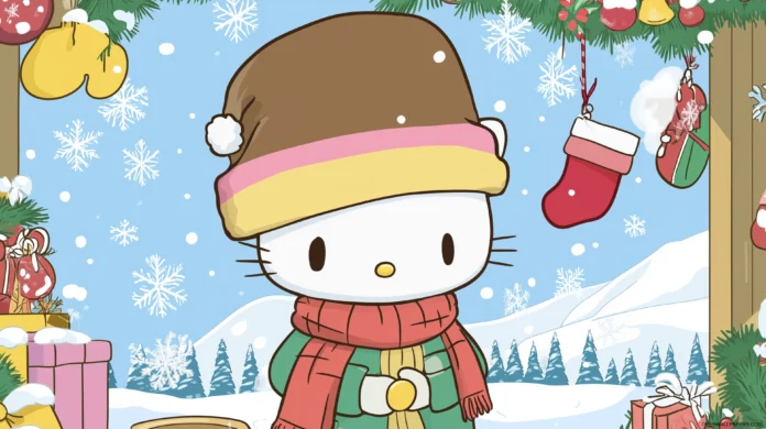 Hello Kitty Winter 4K Wallpaper Free Download.