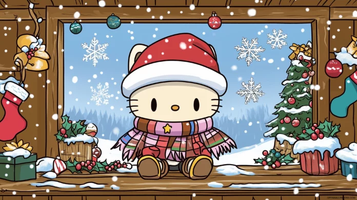 Snow Hello Kitty 4K Wallpaper.