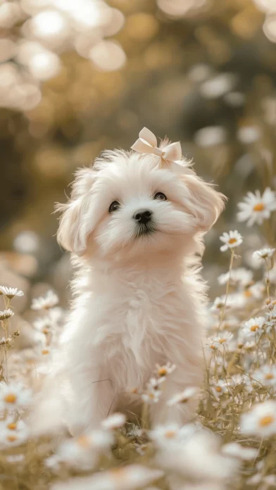 White Cute Dog Wallpaper HD.