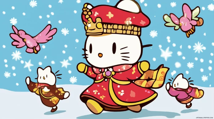 Winter Hello Kitty Wallpaper 4K Free download.